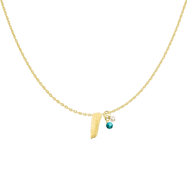 Collier chaîne Or 18 carats avec Petites Pierres semi-précieuses