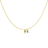 Collier Chaîne Forçat Diamanté en Or 18 Carats avec Petites Pierres Semi-Précieuses et Médaillon Personnalisable - 7 Compositions au Choix