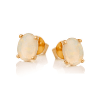 Boucles d'oreilles puces pierre opale or 18 carats