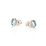 Boucles d'oreilles pierre calcédoine bleue Argent