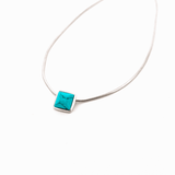 Collier carré simple pierre turquoise/ améthyste plaqué or