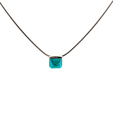 Collier carré simple pierre turquoise/ améthyste plaqué or