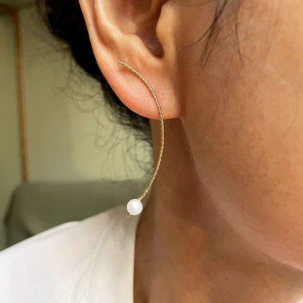 Boucles d'oreilles asymétrique perle Plaqué Or
