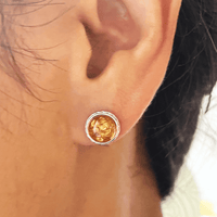 Boucles d'oreilles puces pierre ambre plaqué or