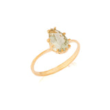 Bague Pierre Améthyste Verte Amande Or 18 carats